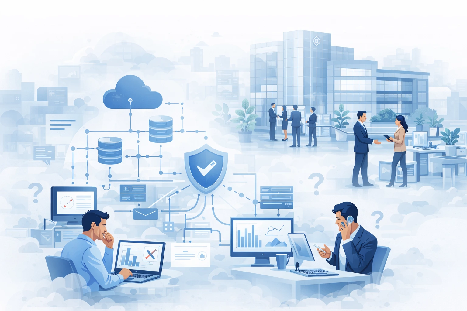 Diagrama de arquitectura tecnológica empresarial con infraestructura y seguridad integradas